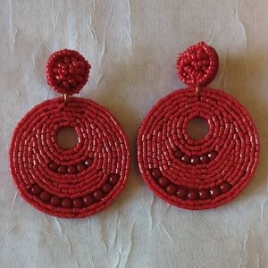 Red Beaded Earrings